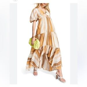 ASOS Tiered Voile Maxi Dress with Front Tie | Size M